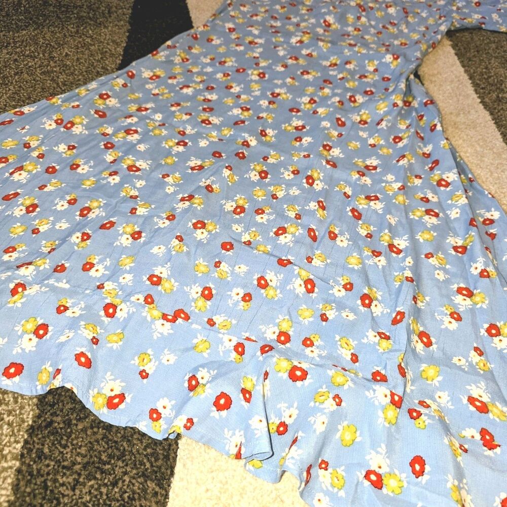 Faithfull the Brand Sky Blue Floral Tie-Sleeve Midi Dress - Picture 4 of 12